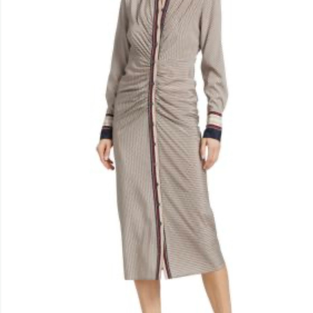 Veronica Beard Striped Long Sleeve Dress - Black and White